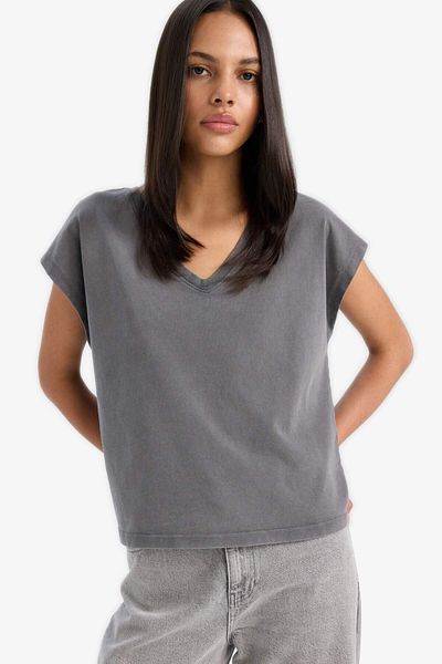 DeFacto Regular Fit V-Neck Basic Plain Premium Sleeveless T-Shirt E5486Ax25Sp