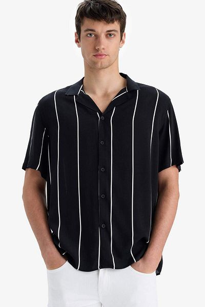 DeFacto Regular Fit Apache Collar Striped Summer Short Sleeve Shirt E2559Ax25Sm
