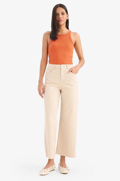 DeFacto Culotte Gabardine Fabric Pants High Waist Wide Leg C7535Ax25Sp