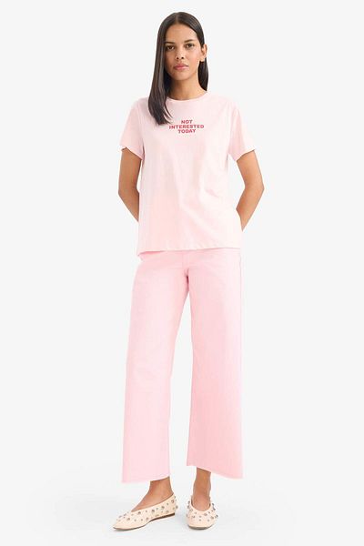 DeFacto Tricou cu mânecă scurtă din bumbac pieptănat imprimat Relax Fit Crew Neck F2092ax25sm