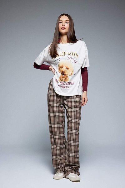 DeFacto Cool Oversize Φαρδιά Εφαρμογή Crew Λαιμόκοψη με στάμπα κοντομάνικο μπλουζάκι F2648AX25SM