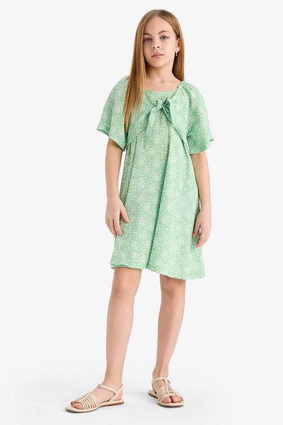 DeFacto Girl's Patterned Viscose Short Sleeve Summer Dress E3820A825Sm