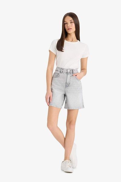 DeFacto Jean Bermuda Shorts mit hoher Taille und Taschen E4701AX25SM