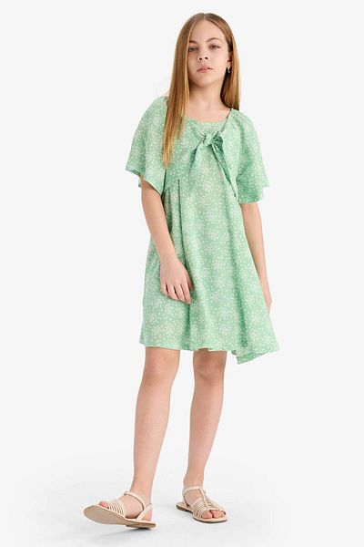 DeFacto Girl's Patterned Viscose Short Sleeve Summer Dress E3820A825Sm