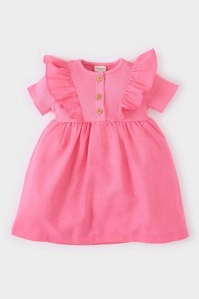 DeFacto Baby Girl Short Sleeve Ribbed Camisole Summer Dress E8473A525Sm