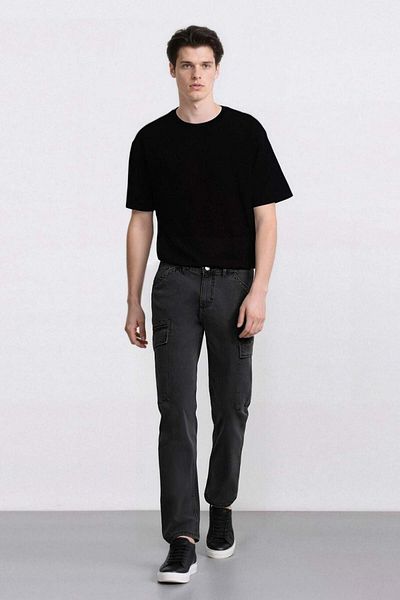 DeFacto 100% βαμβάκι Relax Fit Relaxed Cut ίσιο πόδι Cargo Pocket Jean Παντελόνι F2372ax25sp