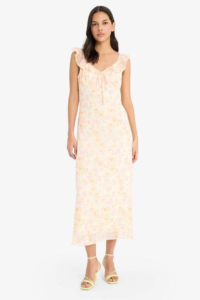 DeFacto Floral Chiffon Sleeveless Maxi Dress E8343Ax25Sp