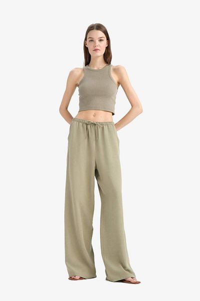 DeFacto Linen Blended - Wide Leg Regular Length Trousers C4545AX24SM