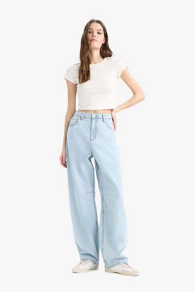 DeFacto Baggy Fit High Waist Straight Leg Jean Pants E1684Ax25Sm