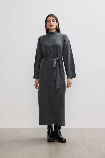 BE BLUE Anthracite Soft Knitting Dress