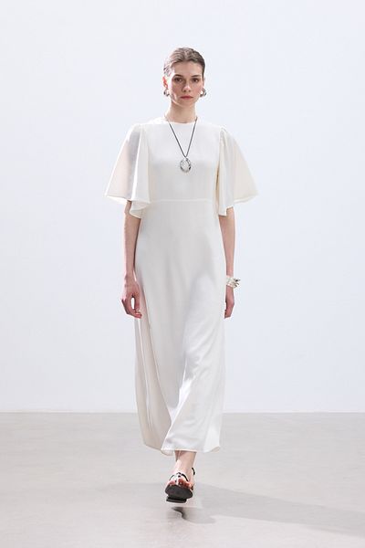 BE BLUE Ekru Romantic Satin Dress