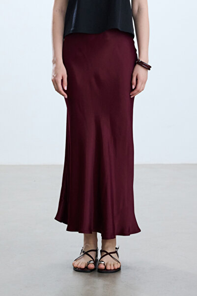 BE BLUE Σατέν φούστα μπορντό