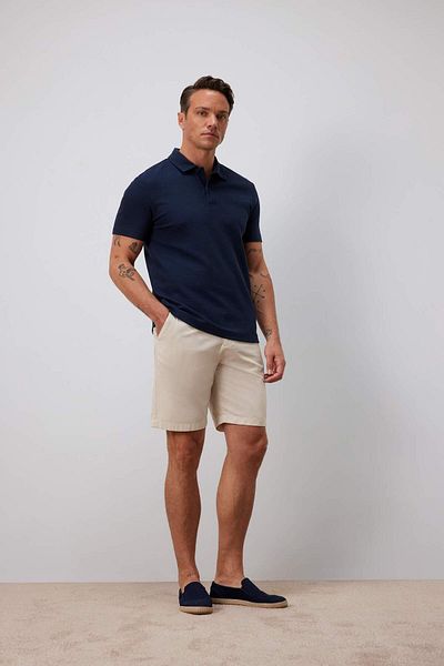 DeFacto Μπλουζάκι με κοντό μανίκι με υφή Polo Neck Basic μονόχρωμο B4939ax25sm