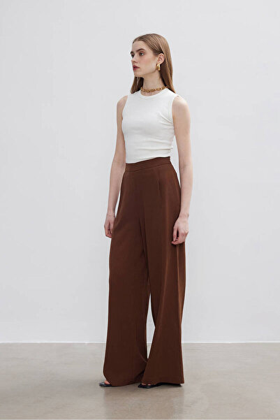 BE BLUE BROWN WIDE LEG PANTS