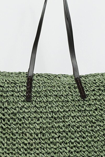 BE BLUE Green Leather Handle Wicked Bag