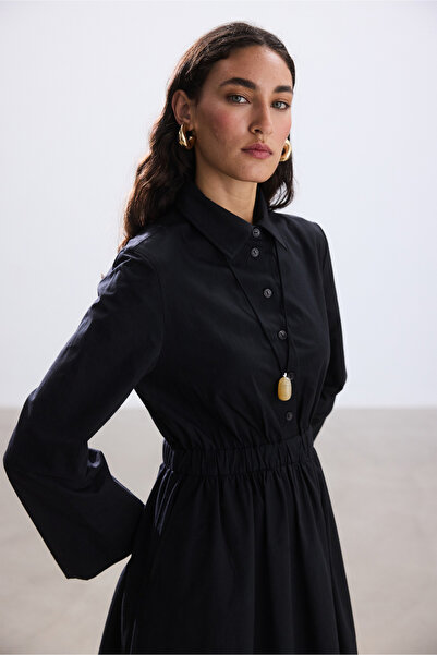 BE BLUE ΦΟΡΕΜΑ ΠΟΠΛΙΝ ΠΟΥΚΑΜΙΣΟ ΜΕ ΜΑΥΡΗ ΛΕΠΤΟΜΕΡΗΣ ΤΣΕΠΗ