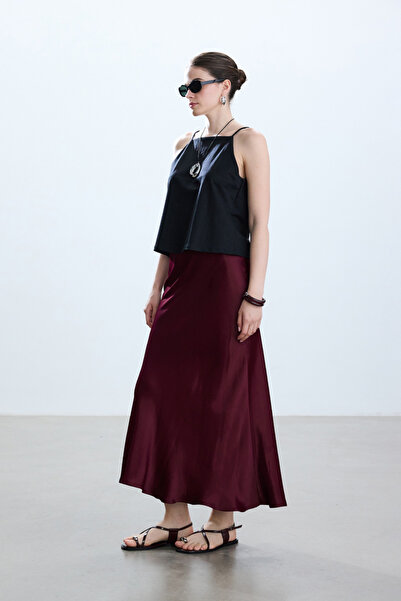 BE BLUE Σατέν φούστα μπορντό