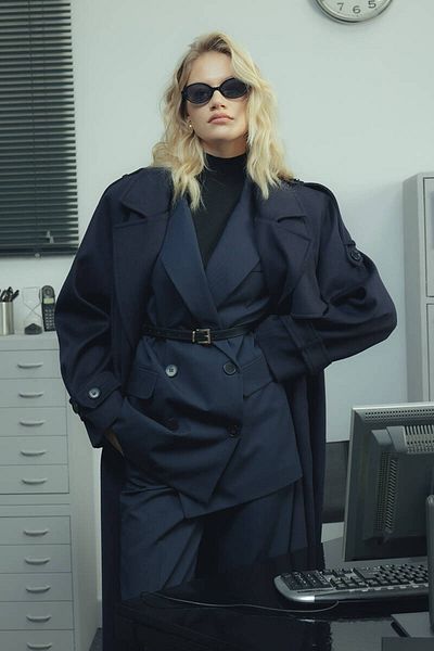 BE BLUE Double Breasted Cut Navy Blue Blazer