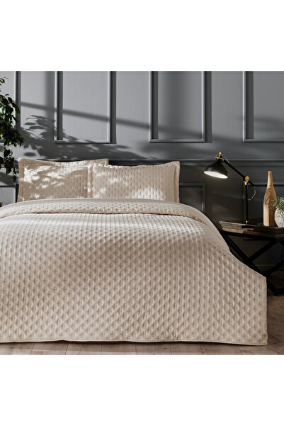 Linens Gardenia Beige Double Bedspread Set