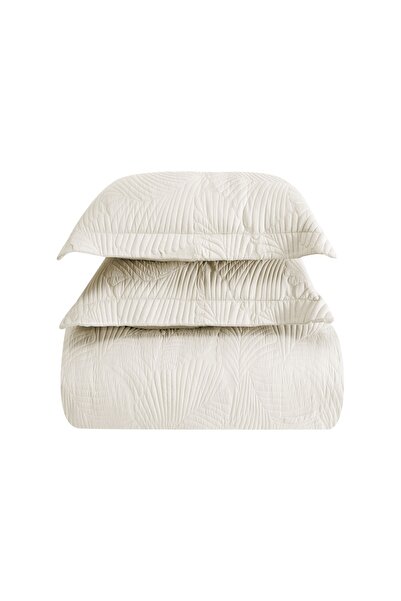 Linens Leaf Stone Colored Double Bedspread Set