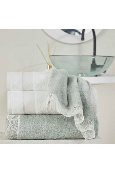 Taç Taç Elenor Pure Cotton Cotton Family Bathrobe Set Green White