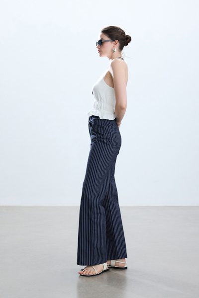 BE BLUE ÇİZGİLİ GABARDİN PANTOLON