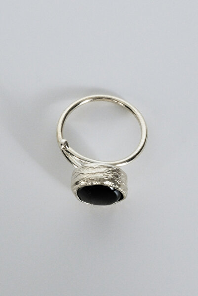 BE BLUE Handmade Black Copal Stone Silver Ring