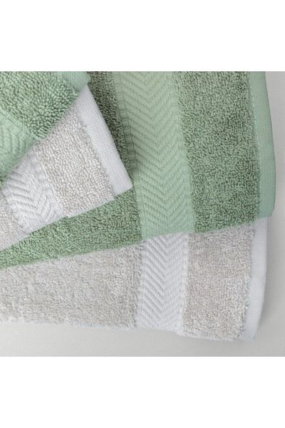 Linens مجموعة مناشف يد/وجه قطنية من فيتا مكونة من 4 قطع كاكي/رمادي