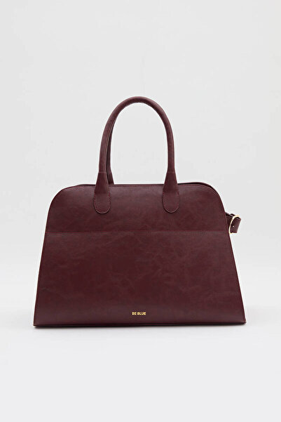 BE BLUE Claret Red Belted Leather Tote Bag