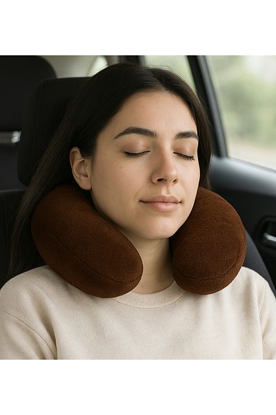 Özgüner Oyuncak Pabtex U Shaped Plush Neck Support Pillow for Airplane and Car Trips