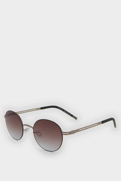 DeFacto Men's Round Beige Metal Frame Coffee Glass Uv Sunglasses F0495Axns