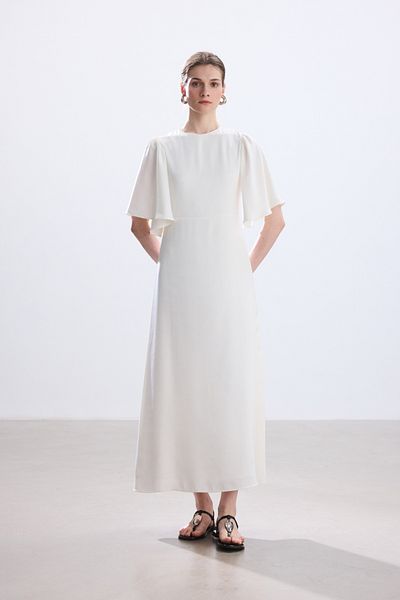 BE BLUE Ekru Romantic Satin Dress
