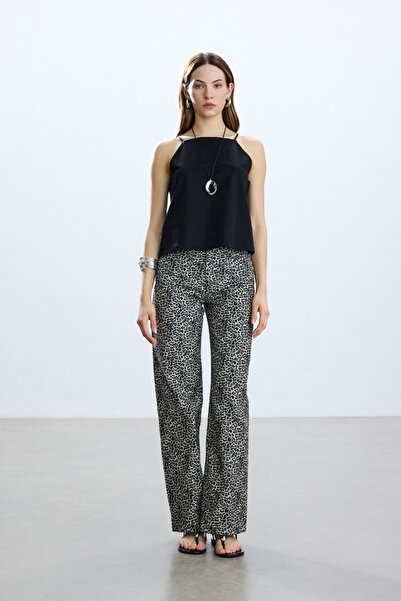 BE BLUE LEOPAR DESENLİ GABARDİN PANTOLON