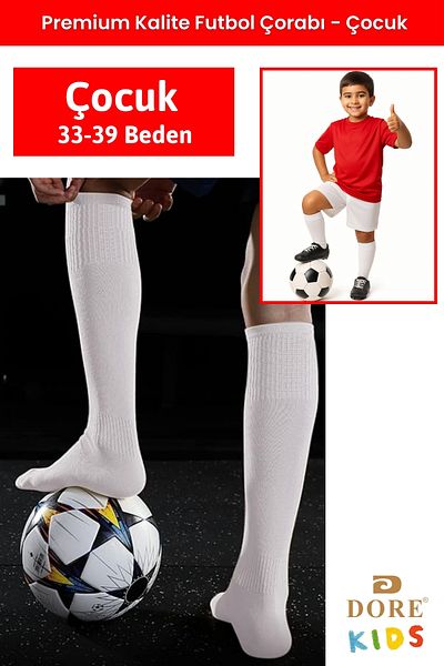 Dore Original 1 pereche de șosete lungi pentru copii, premium, absorbanți de transpirație și respirabili, pentru meci de fotbal, 33-39