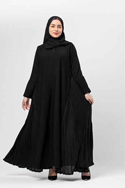 outline Black abaya with side pleats