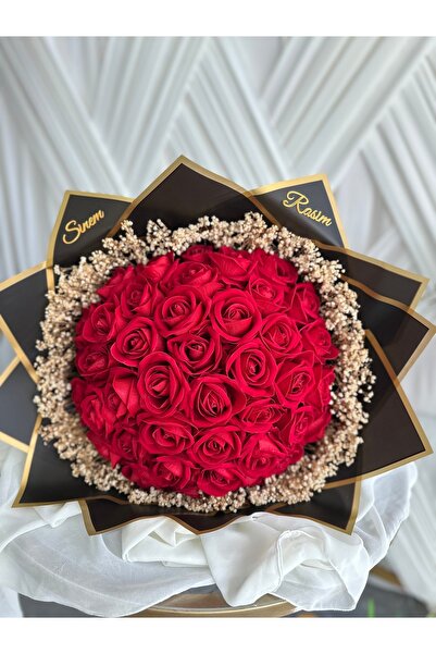 eyb lina organizasyon 41 adet yapay kadife gül buketi Cipso süslemeli