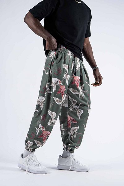 SUPERBLUE Unisex Etkink Pattern Figured Summer Wrap φαρδύ παντελόνι