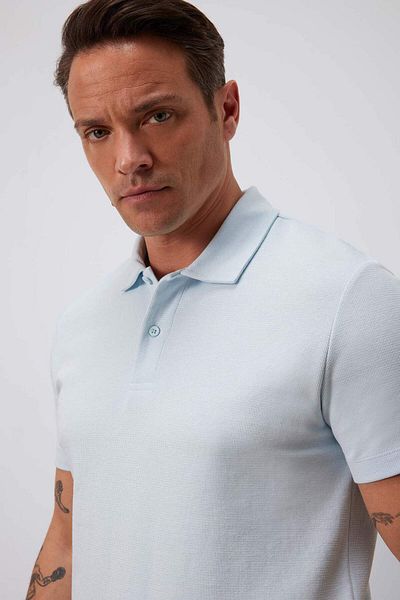DeFacto Regular Fit Textured Polo Neck Basic Plain Short Sleeve T-Shirt B4939Ax25Sm