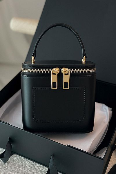 Madamra Black Women's Mini Box Crossbody Bag – Shiny Pu Leather Hand and Shoulder Bag