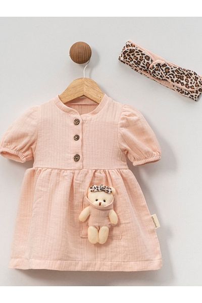 MixMax Bebe Leopard Bandana Bear Baby Girl Muslin Dress