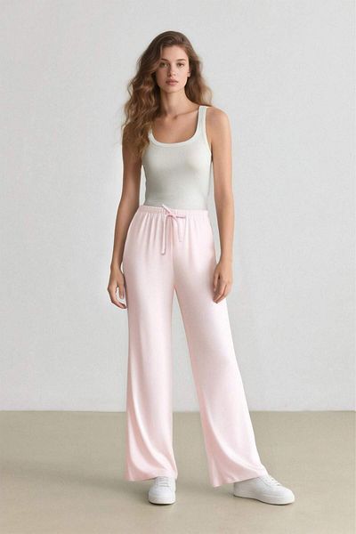DeFacto Wide Leg Three Pockets Regular Waist Standard Length Wide Leg Linen Blended Palazzo Pants F0946Ax25Sp