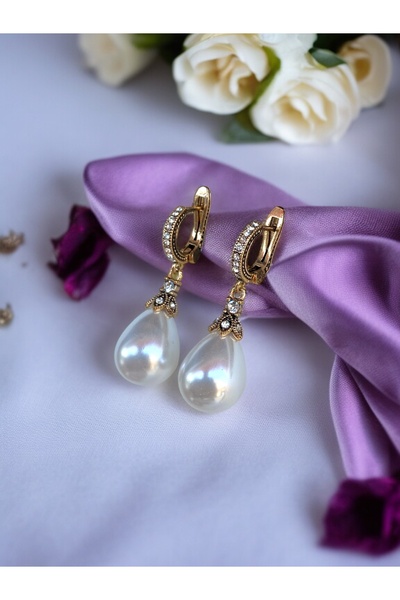 FAYRA ACCESSORIES Zirkon Taşlı İnci Küpe