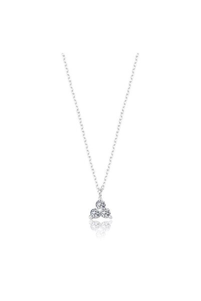 FasekGold Gümüş Kolye - Üç Mini Taşlı 925 Ayar Gümüş Kolye