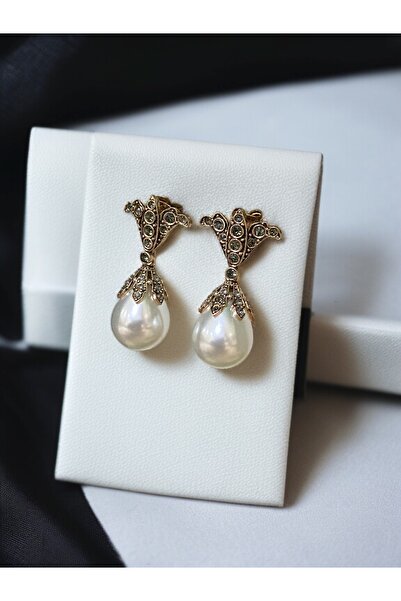 FAYRA ACCESSORIES Mayorka İnci Sallantılı Lale Figür İnci Küpe