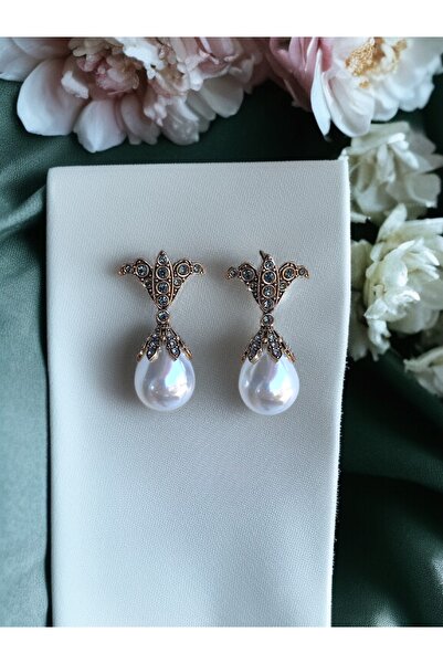 FAYRA ACCESSORIES Mayorka İnci Sallantılı Lale Figür İnci Küpe