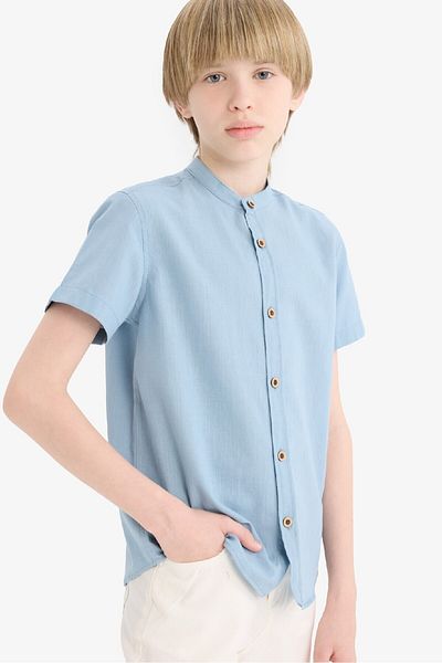 DeFacto Boy's Judge Collar Short Sleeve Shirt F3583A825Sm