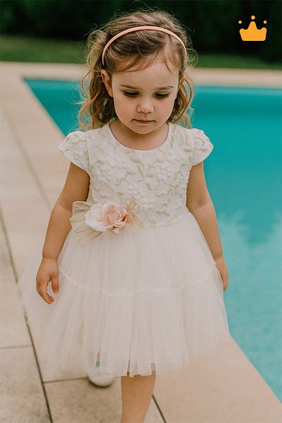 MİNİMONY 1-5 Years Old Student Jacquard Dresses Eid Graduation Wedding Dress and Evening Dress