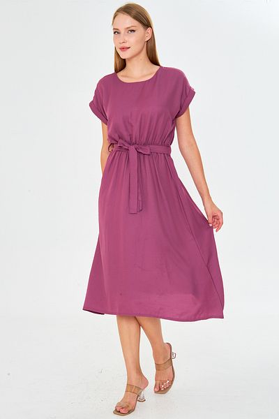 armonika Rochie pentru femei Dusty Rose, cu cravată elastică în talie ARM-19Y001060