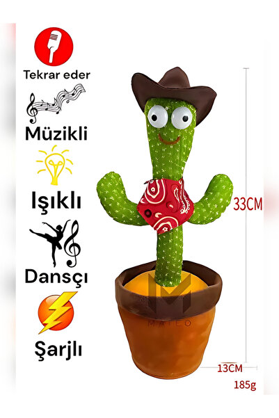 rkmstore Konuşan Dans Eden Kaktüs Oyuncak – Ses Taklit Eden, Işıklı ve Şarkı ...