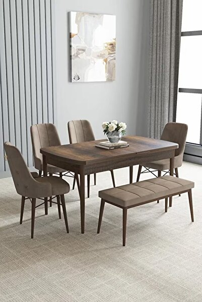 asaella mobilya Loft Barok Desen 80x132 Açılabilir Mdf Masa Yemek Odası Takım...